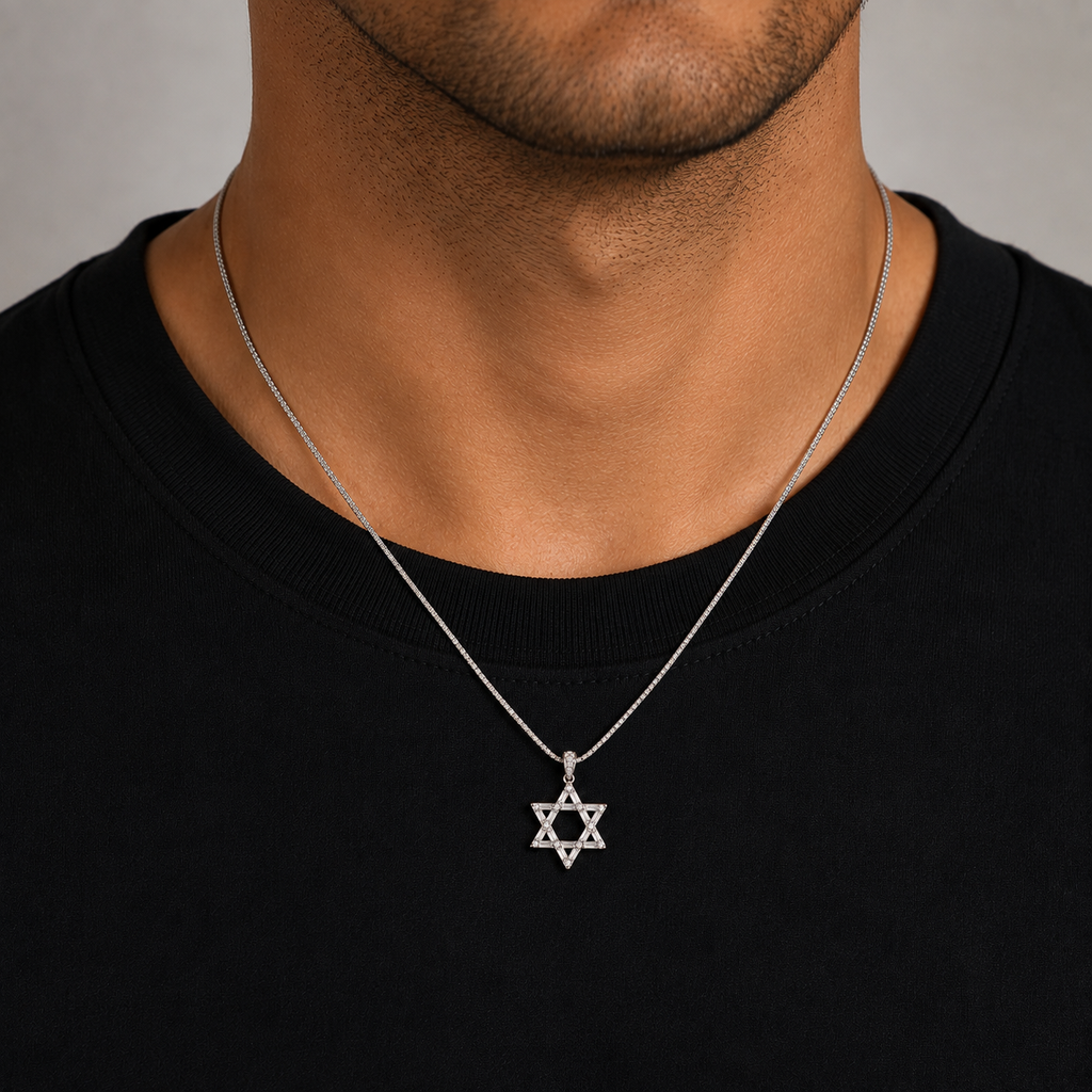 Baguette Diamond Star of David Pendant