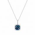 London Blue Topaz & Diamond Halo Pendant