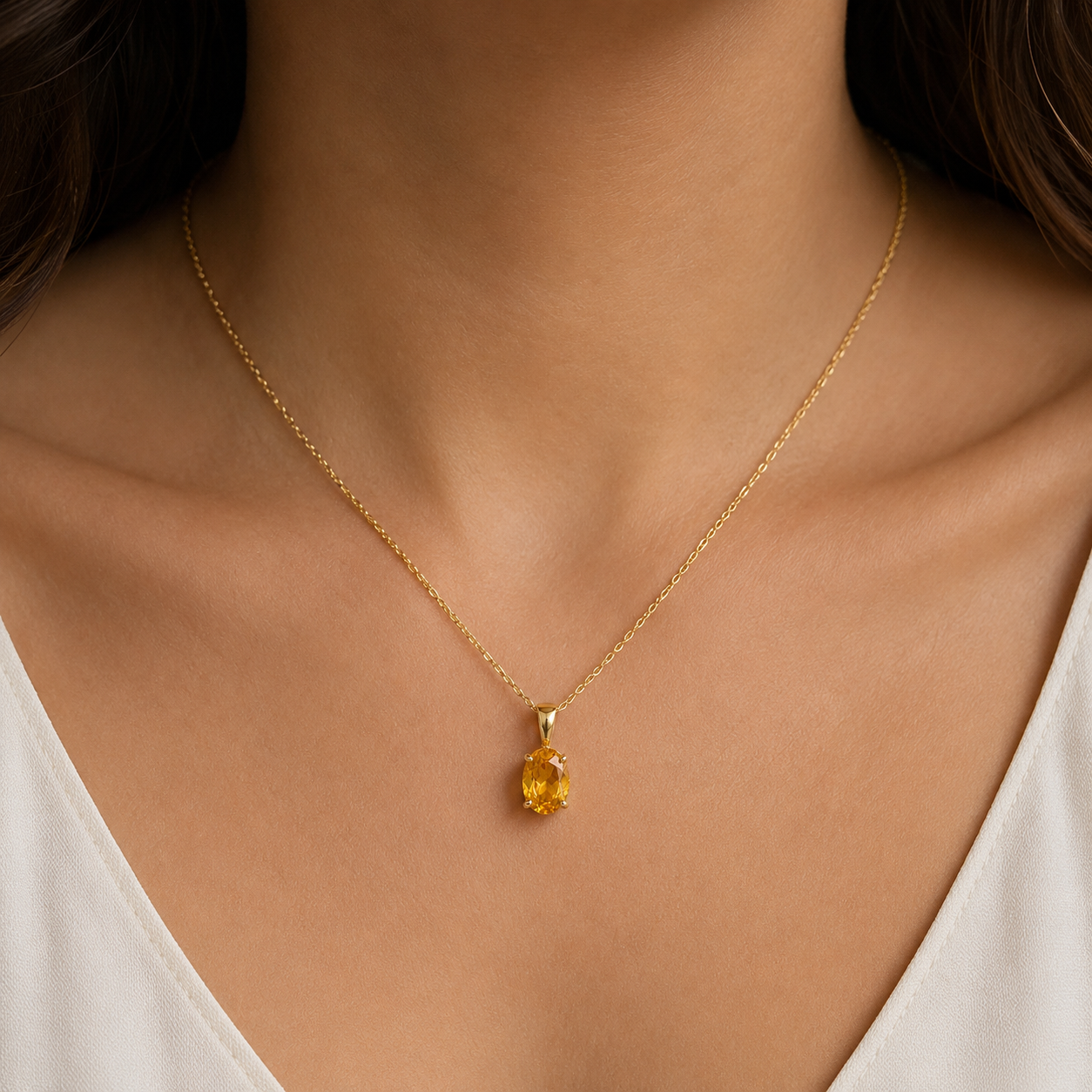 Citrine Solitaire Pendant Necklace