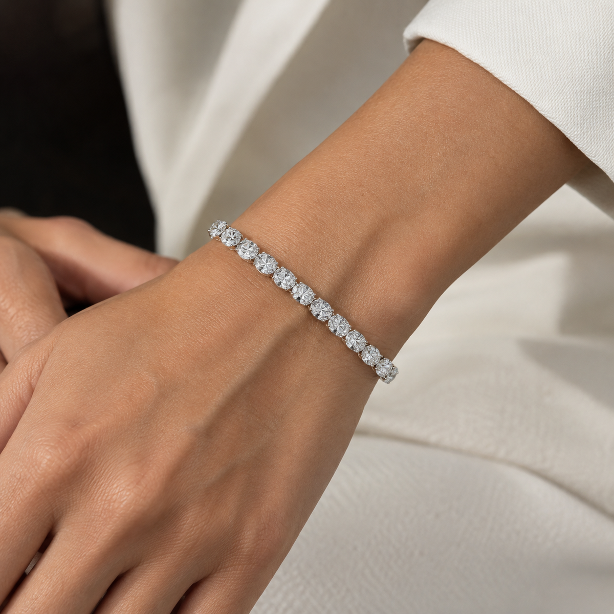 Oval Lab-Grown Diamond Tennis Bracelet – 9.43 ctw