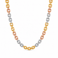 14K Tri-Color Cable Link Necklace