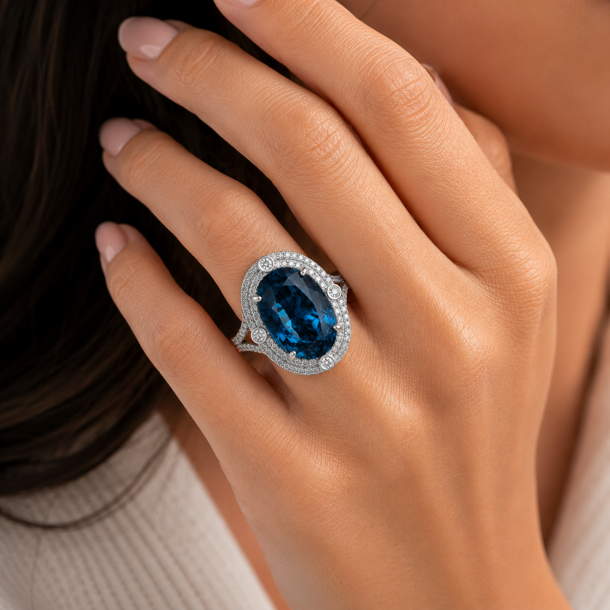 London Blue Topaz & Diamond Ring