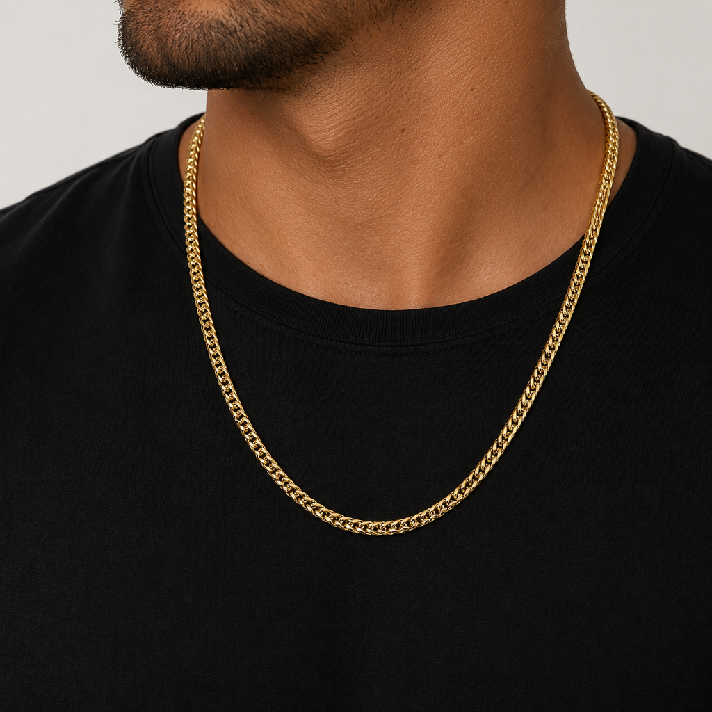 14K Semi- Hollow Franco Chain Necklace 4 mm