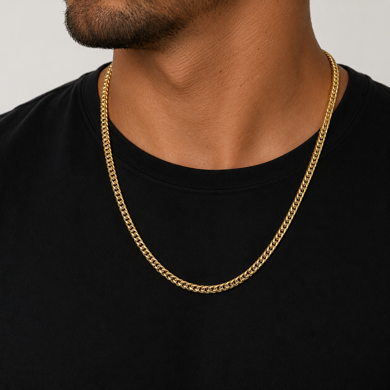 14K Semi- Hollow Franco Chain Necklace 4 mm