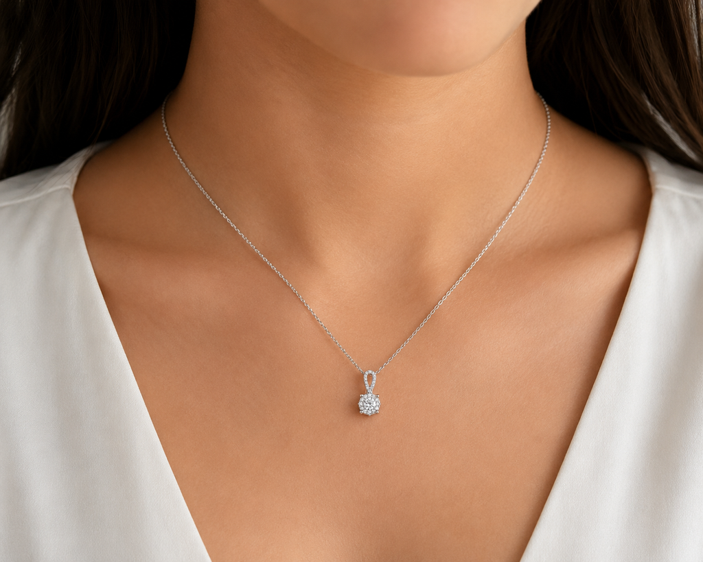 Diamond Halo Pendant Necklace