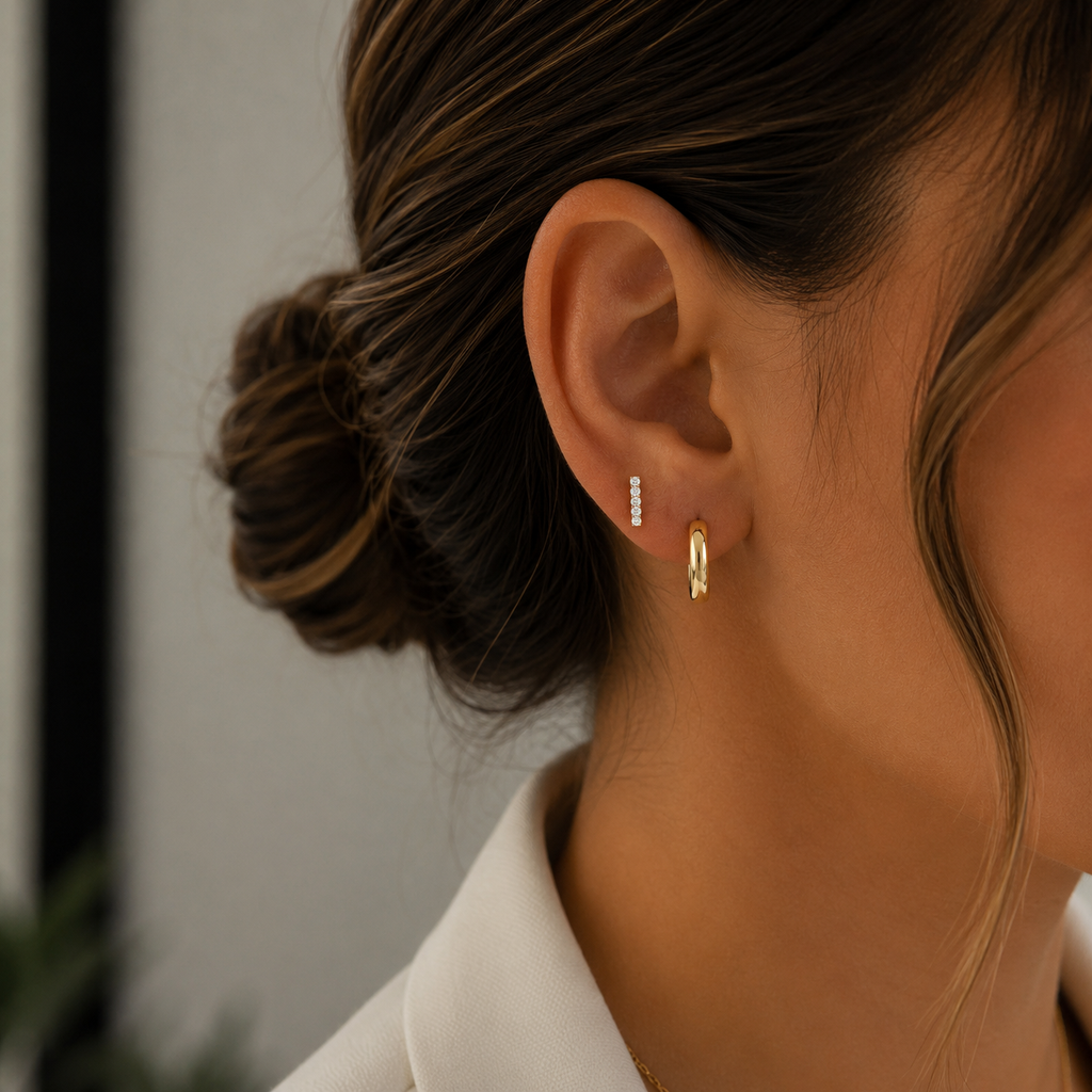 Vertical Diamond Bar Stud Earrings