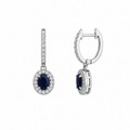 Sapphire & Diamond Halo Drop Earrings