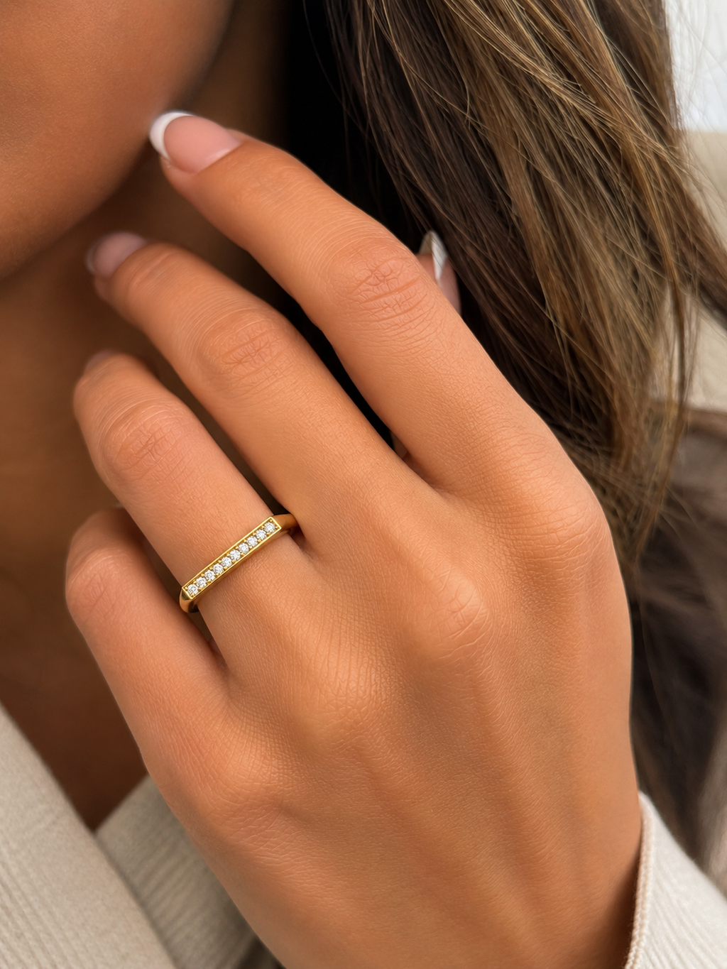 Diamond Flat Bar Ring