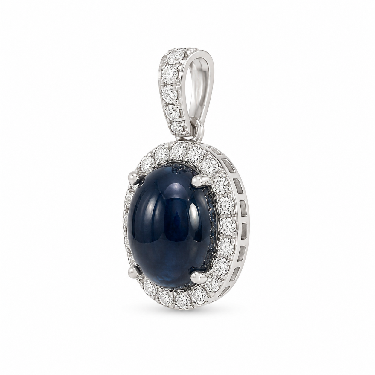 Cabochon Sapphire Diamond Pendant