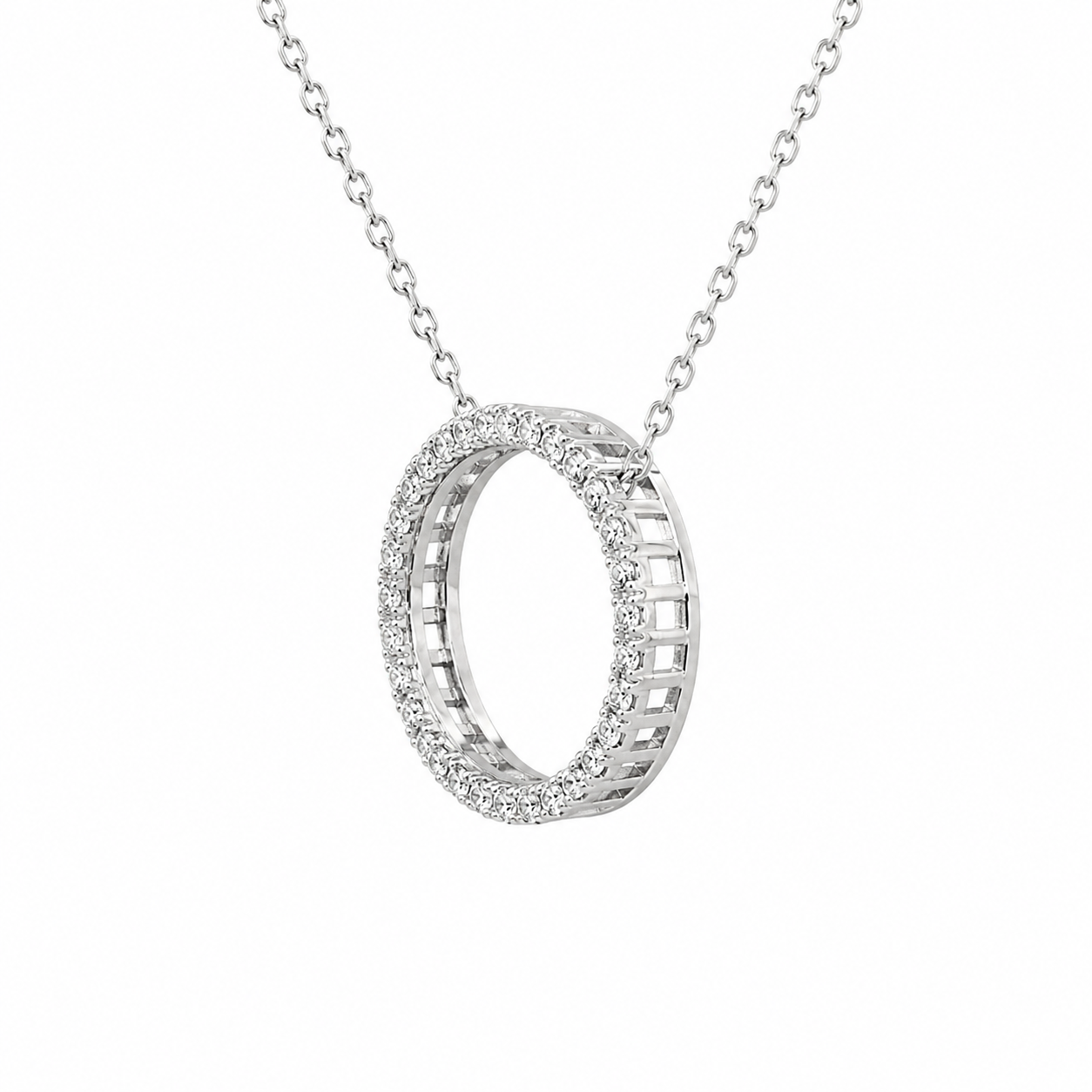 Diamond Circle Pendant Necklace