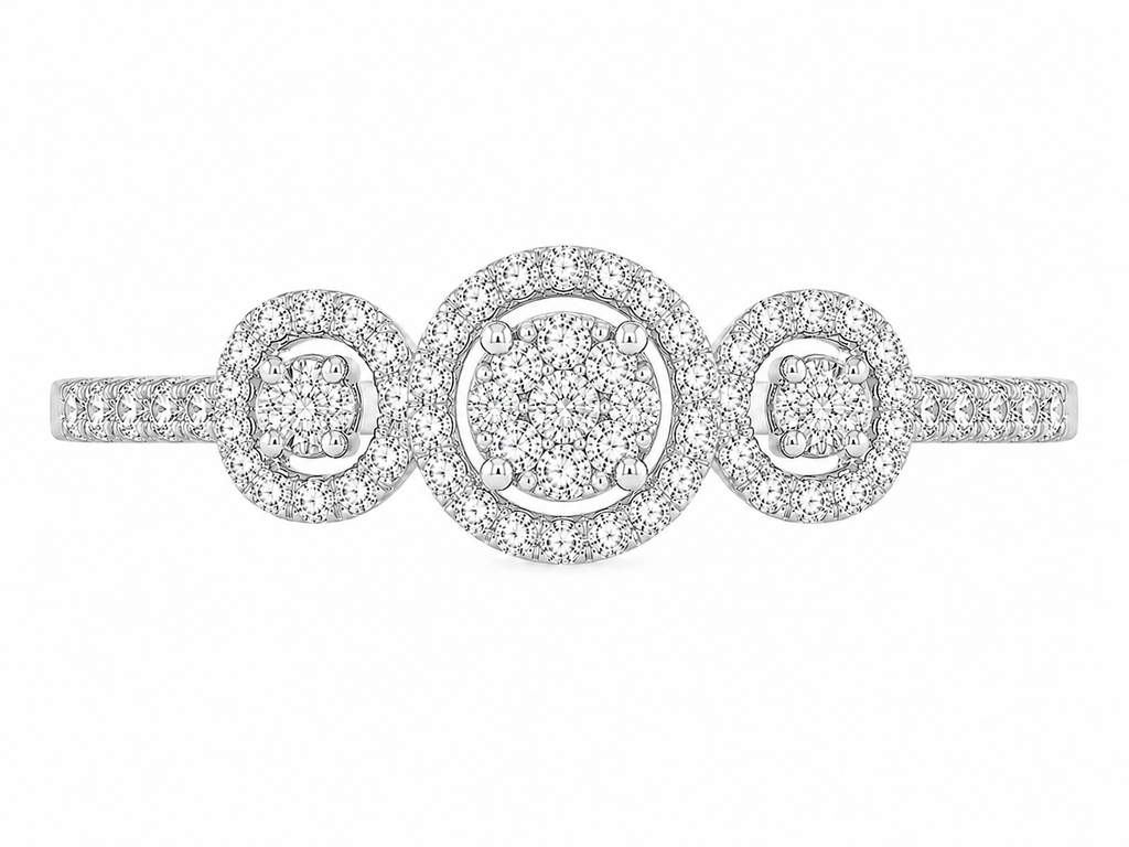 Three-Stone Halo Diamond Ring