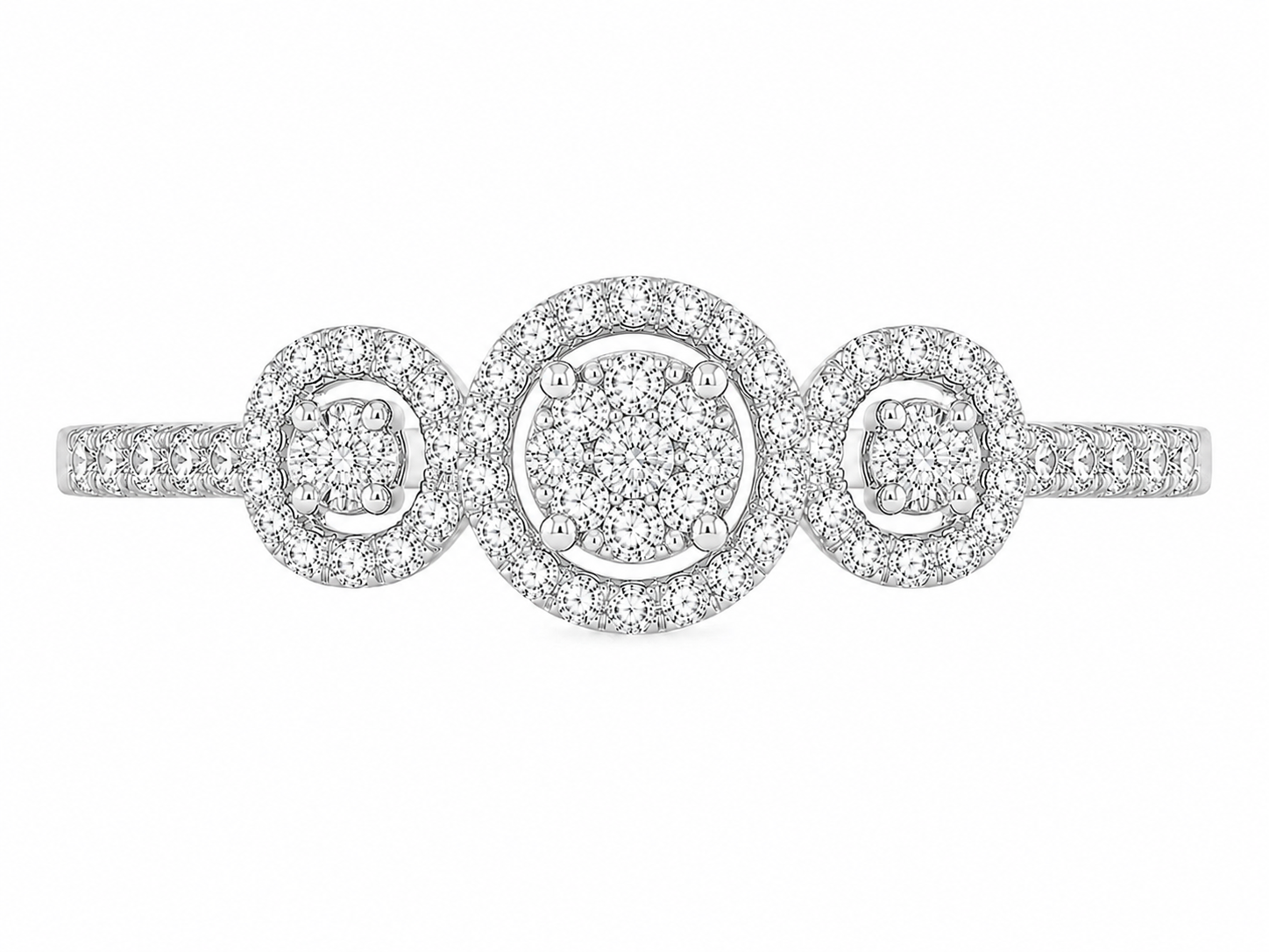 Three-Stone Halo Diamond Ring