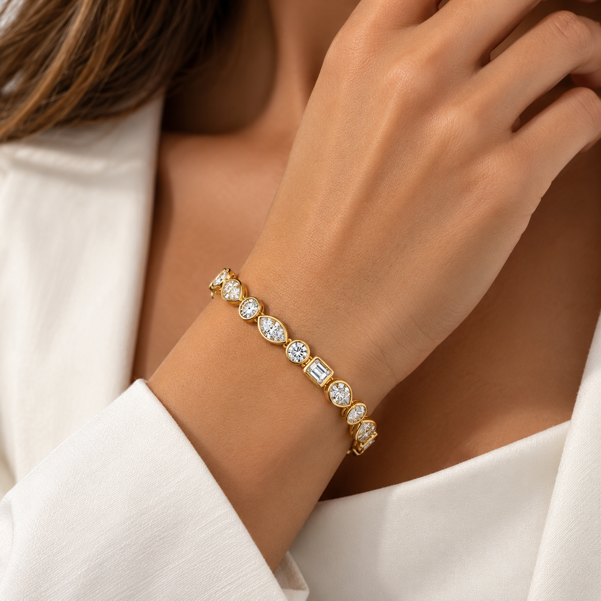 Multi-Shape Lab-Grown Diamond Tennis Bracelet – 8.54 ctw