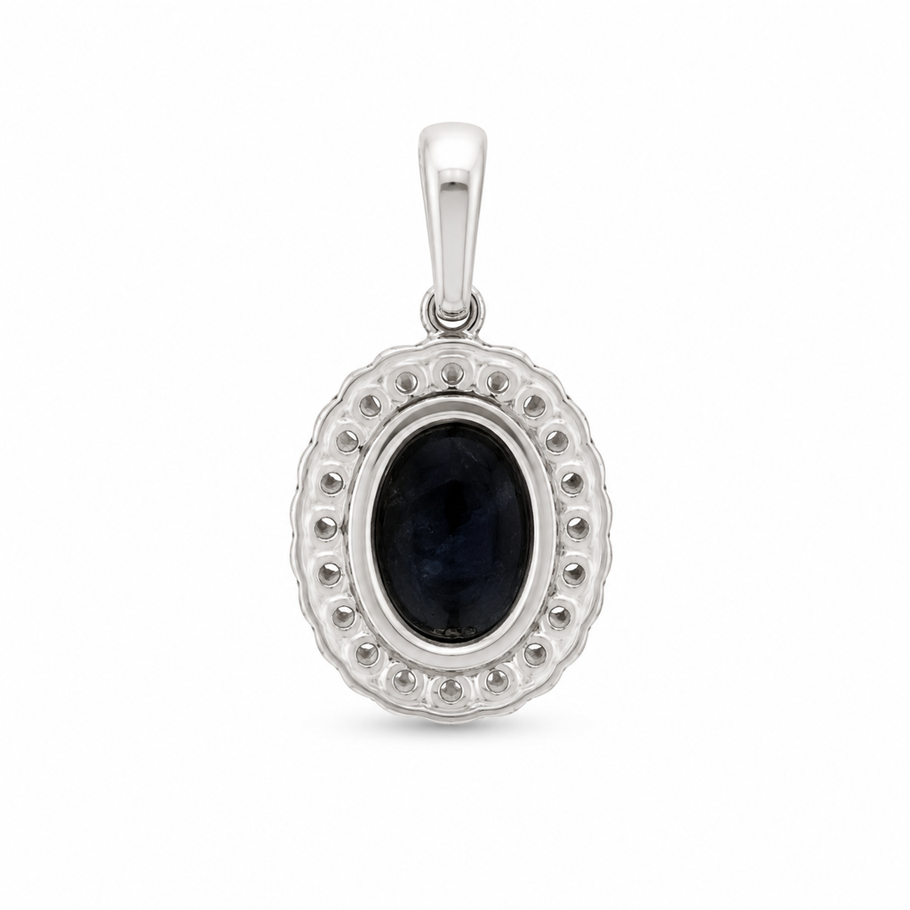 Cabochon Sapphire Diamond Pendant