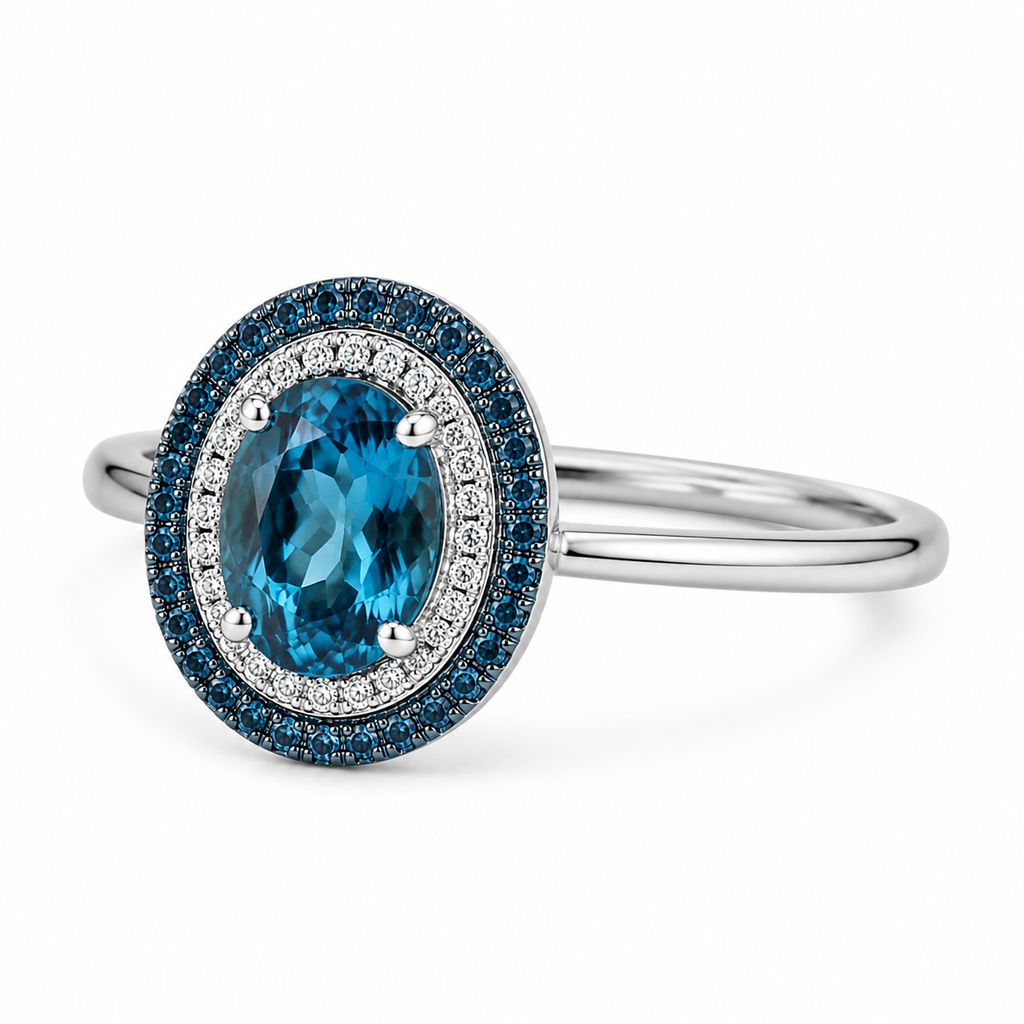 London Blue Topaz Halo Ring