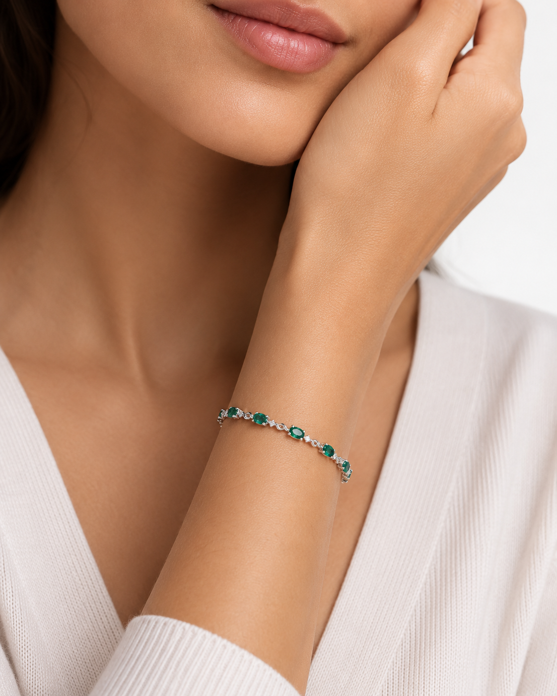 Emerald & Diamond Link Bracelet
