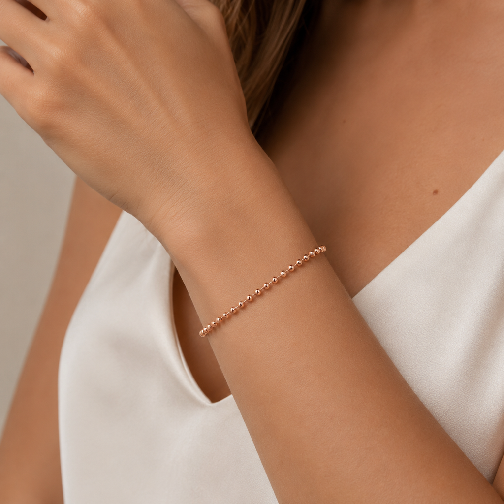 14K Rose Gold Bead Ball Bracelet
