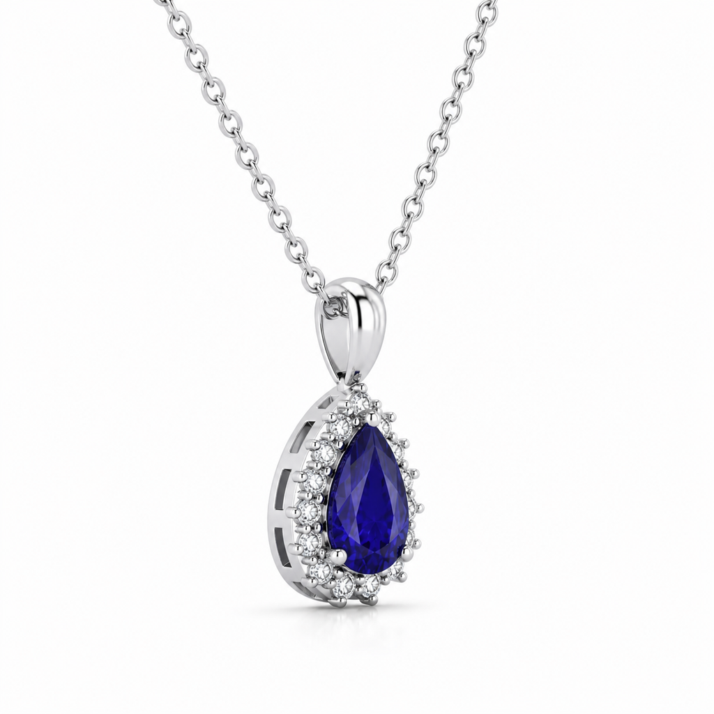 Tanzanite & Diamond Halo Necklace