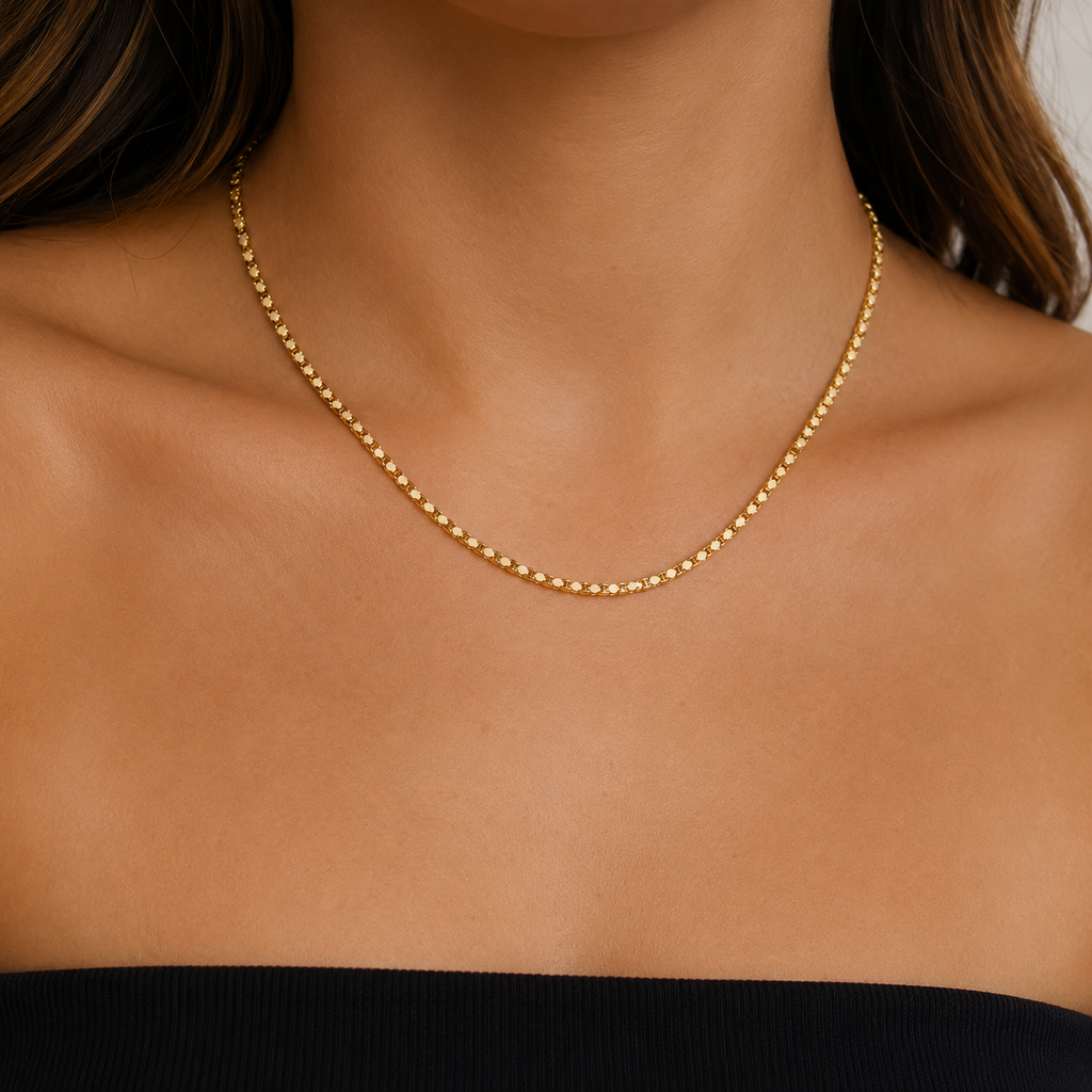 14K Gold Popcorn Chain Necklace 1.6 mm