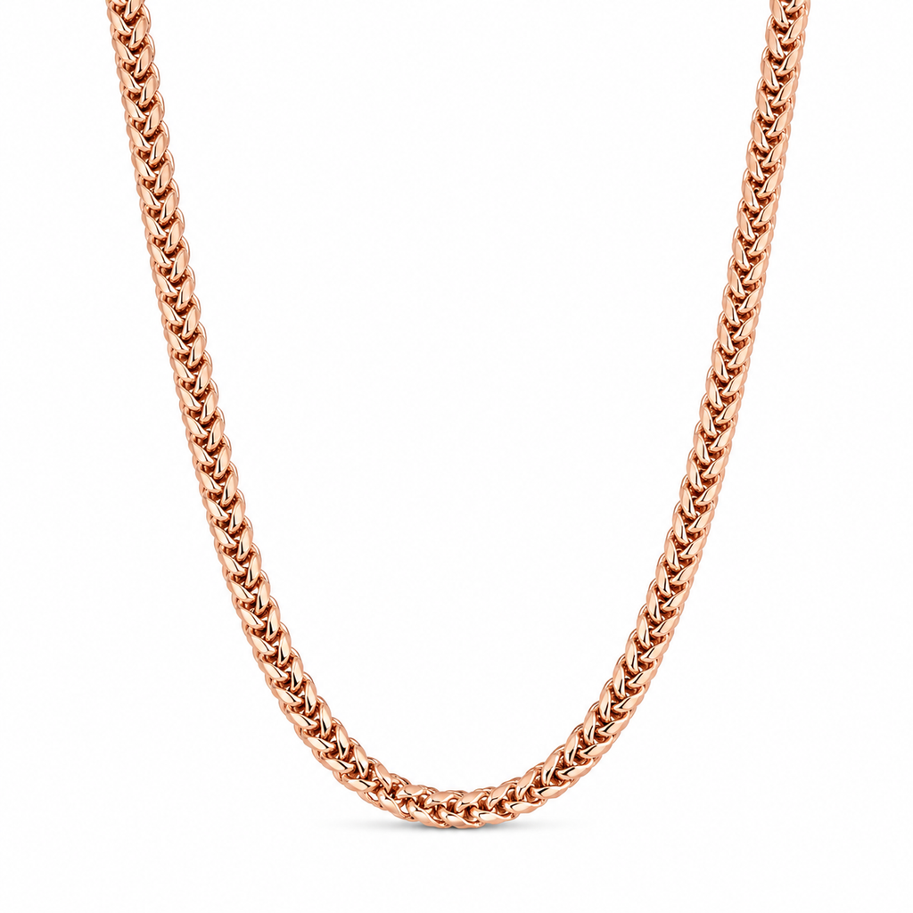 14K Rose Gold Solid Franco Chain Necklace 4 mm