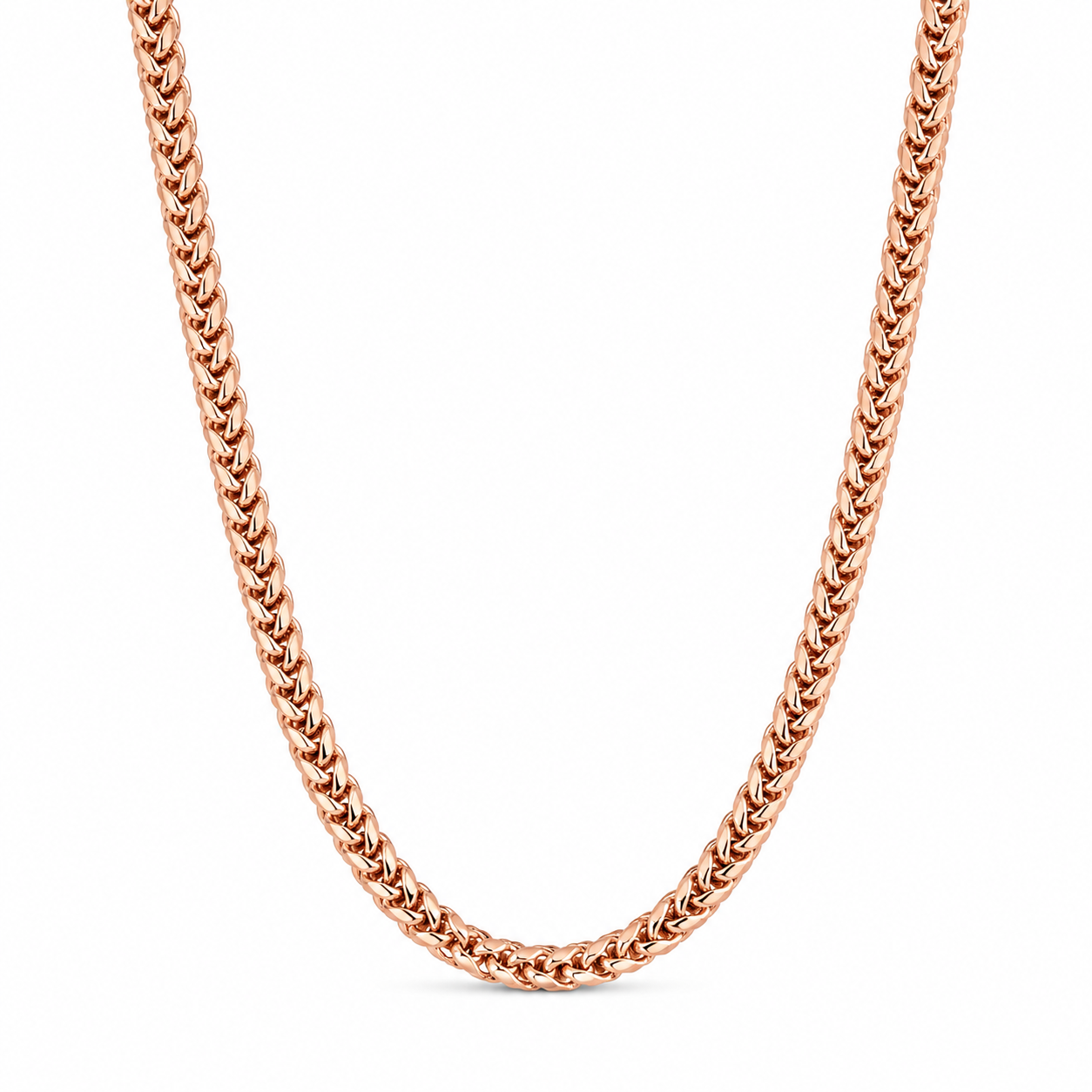 14K Rose Gold Solid Franco Chain Necklace 4 mm