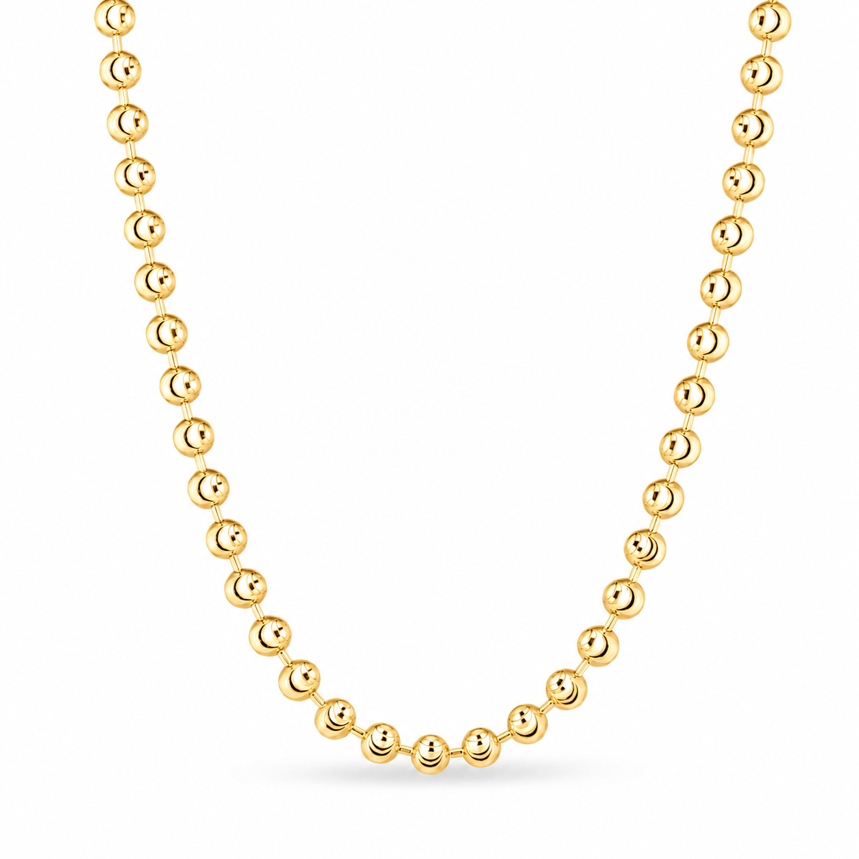 14K Gold Moon Cut Bead Ball Necklace