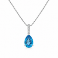 Blue Topaz Diamond Drop Pendant Necklace