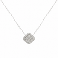 Diamond Pavé Clover Pendant Necklace