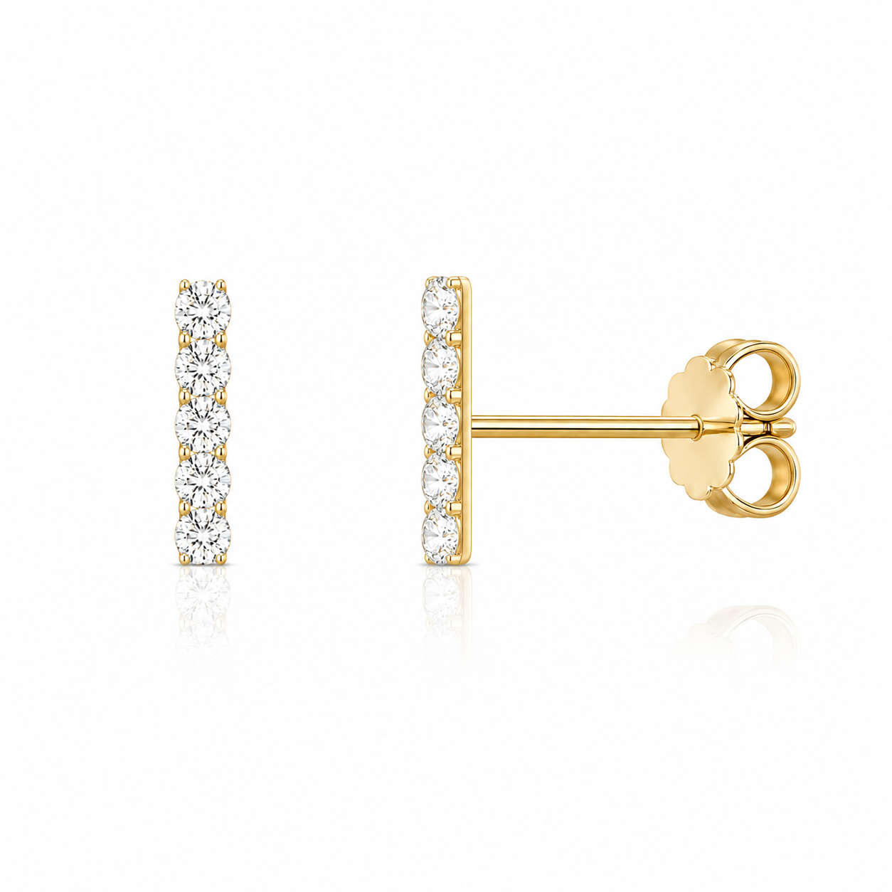 Vertical Diamond Bar Stud Earrings