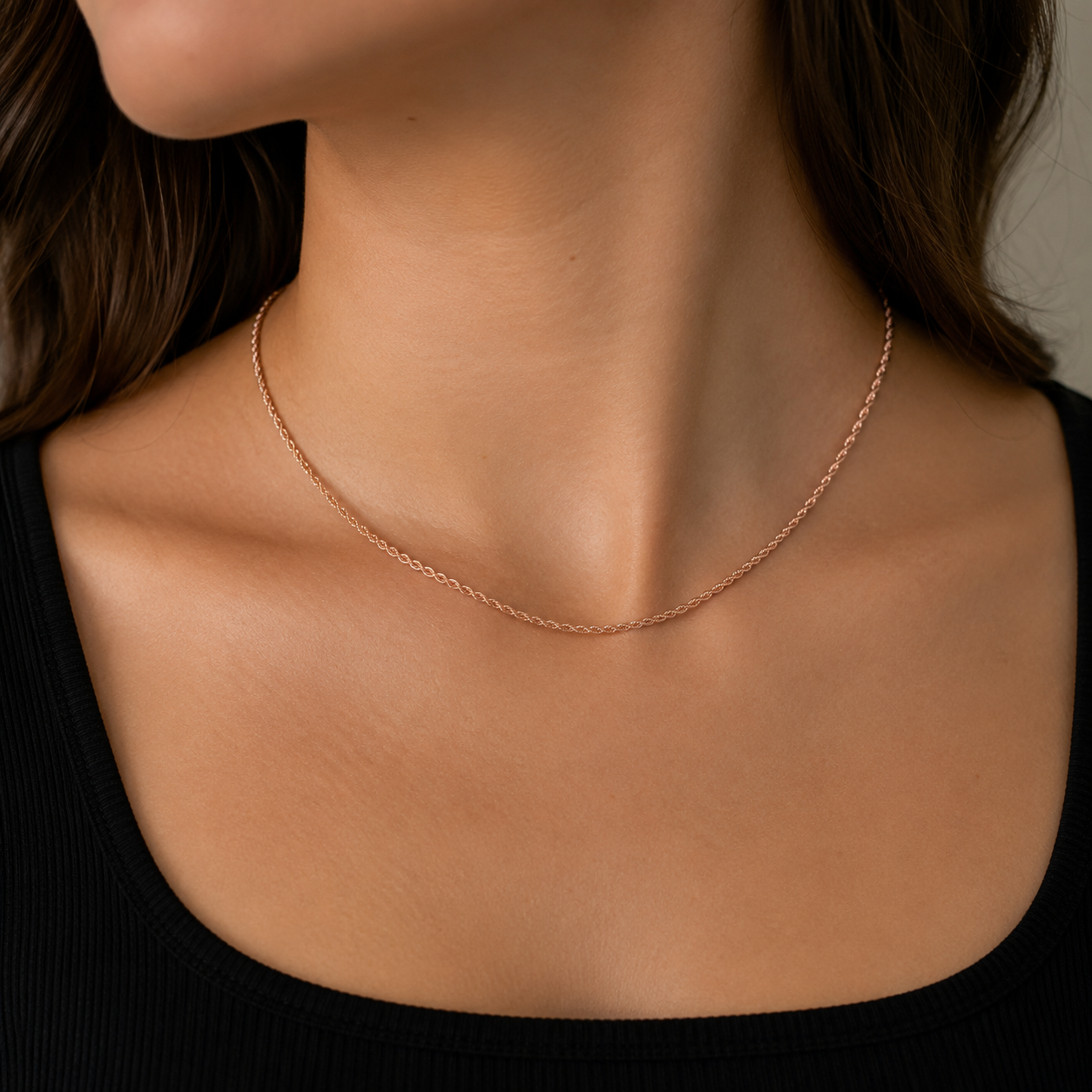 14K Gold Rope Chain Necklace