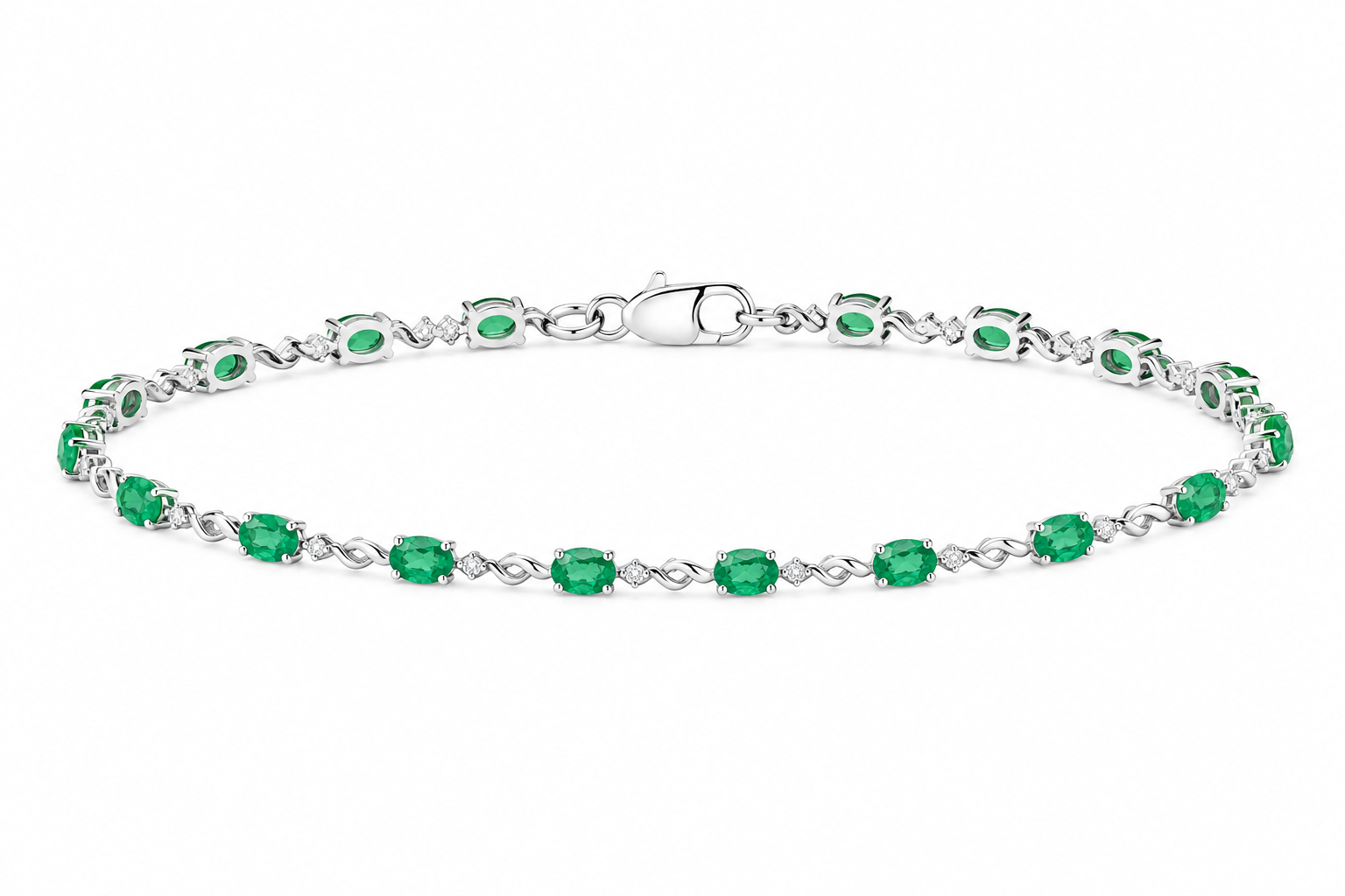 Emerald & Diamond Link Bracelet