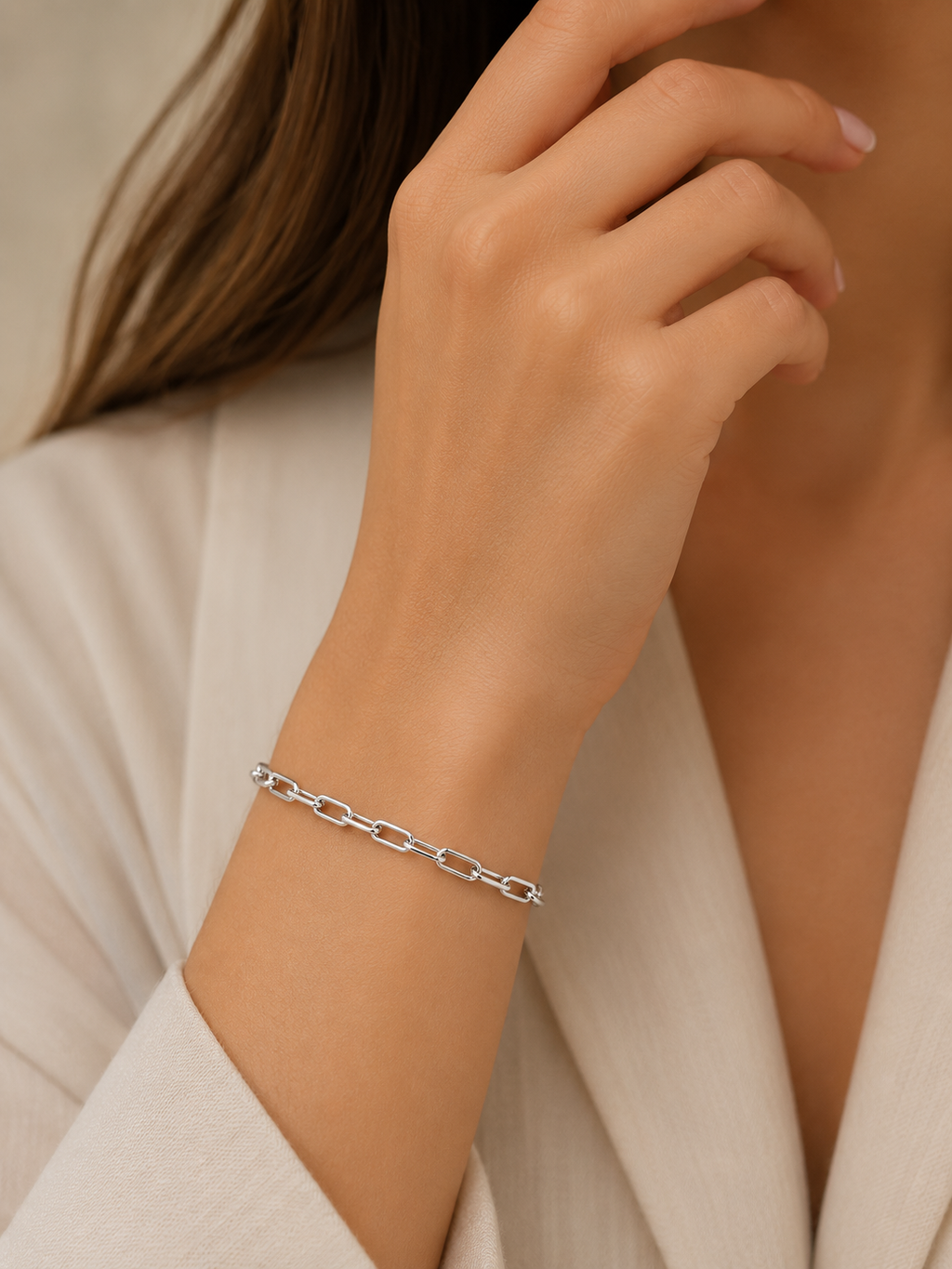 14K Semi- Hollow Paperclip Bracelet