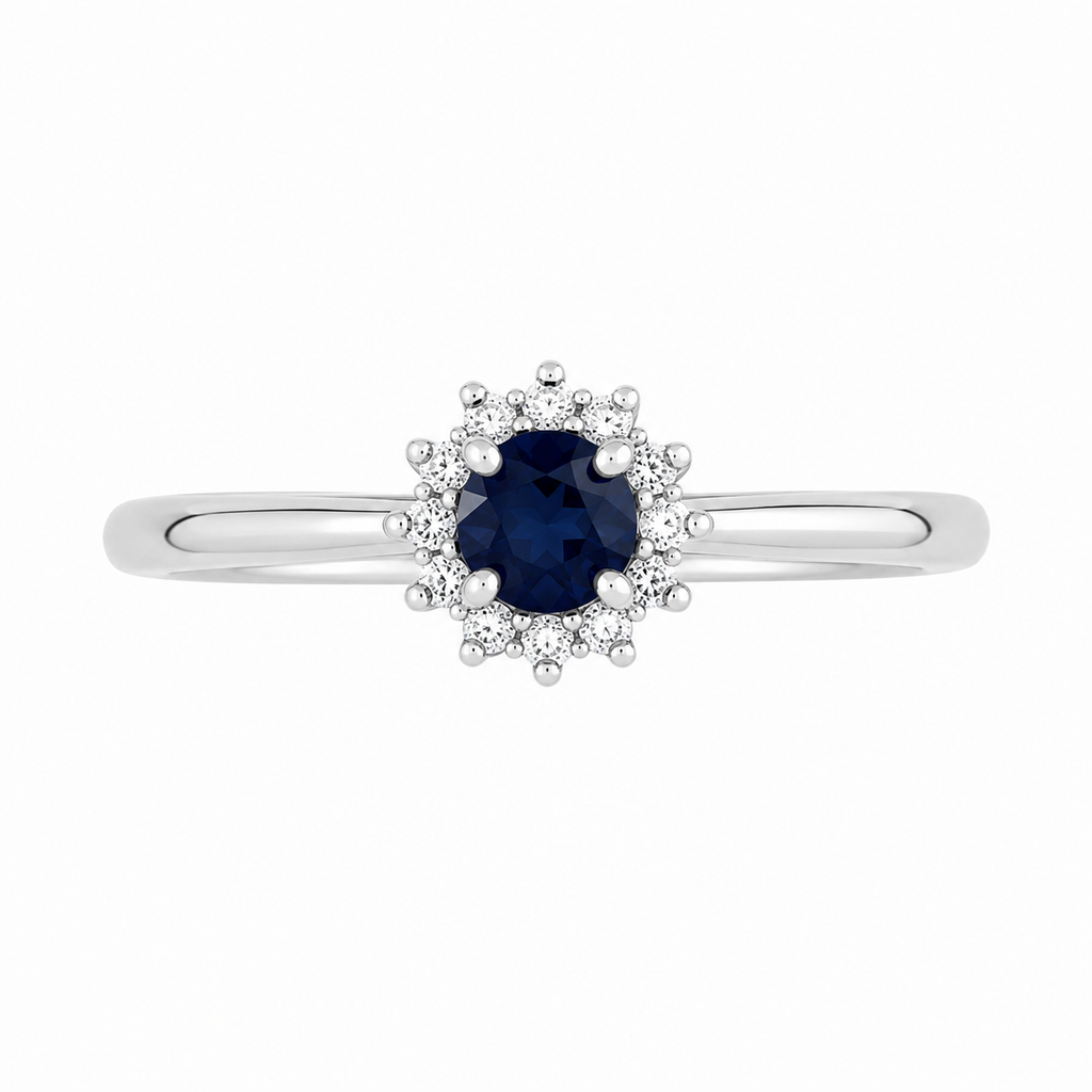 Sapphire & Diamond Halo Ring