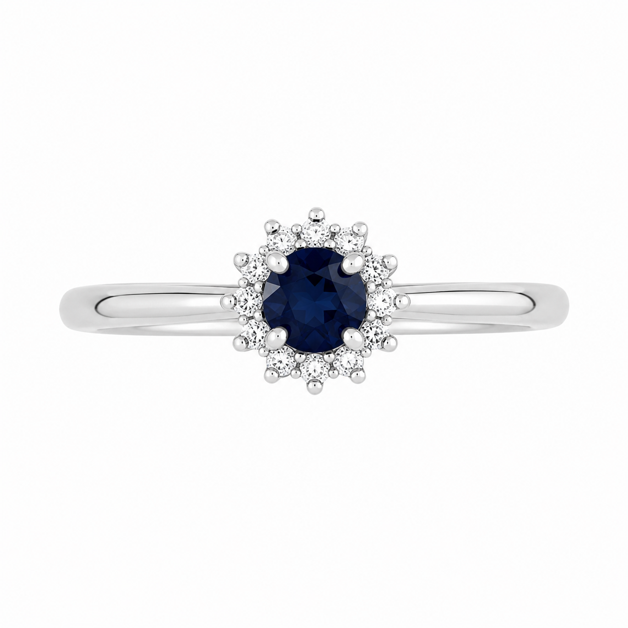 Sapphire & Diamond Halo Ring