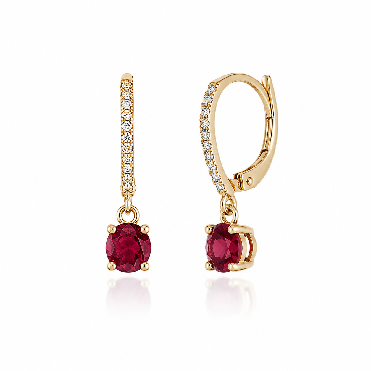 Ruby Diamond Huggie Earrings