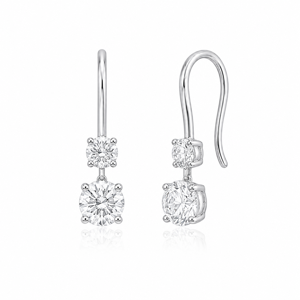 Graduated Diamond Drop Earrings