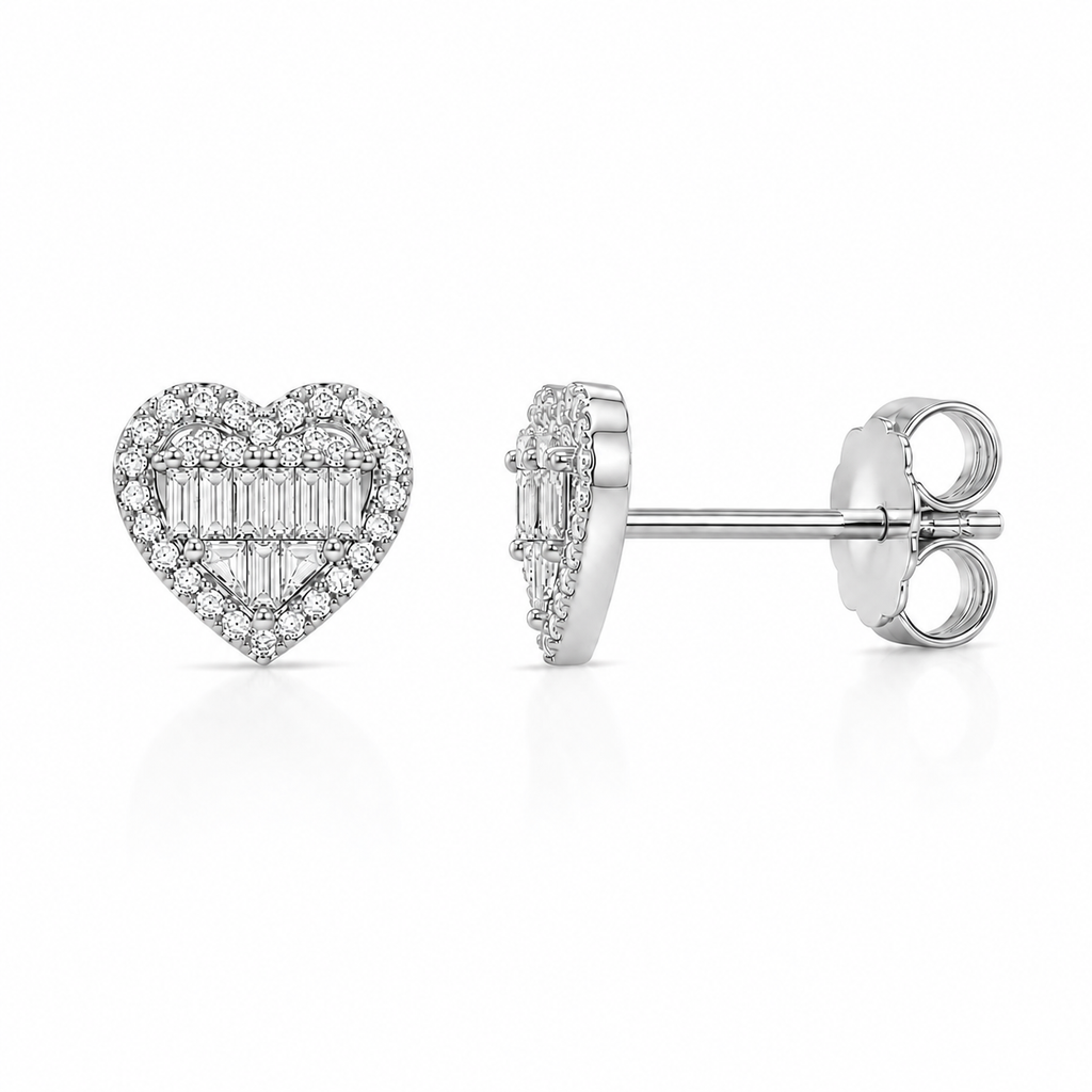 Heart Diamond Stud Earrings
