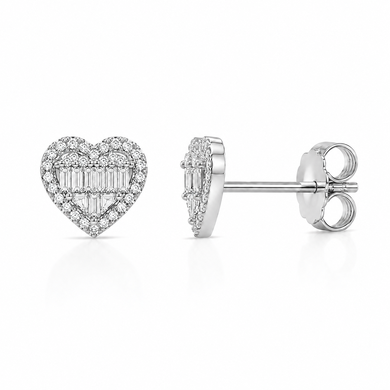 Heart Diamond Stud Earrings
