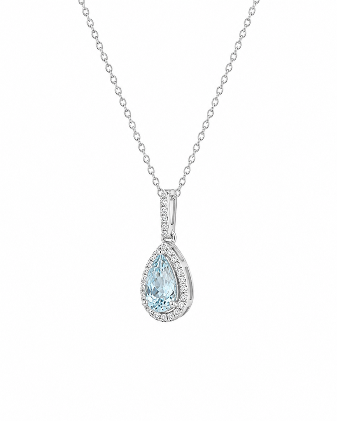 Aquamarine & Diamond Halo Necklace