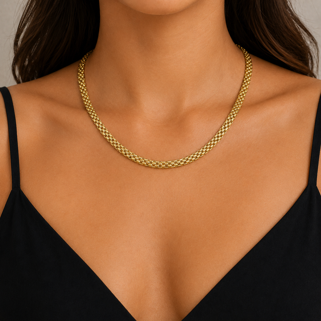 14K Gold Bismark Link Necklace