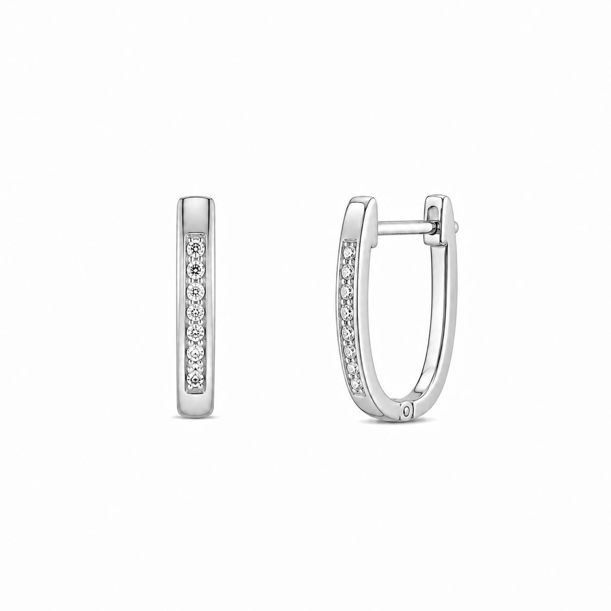 Diamond U-Hoop Earrings