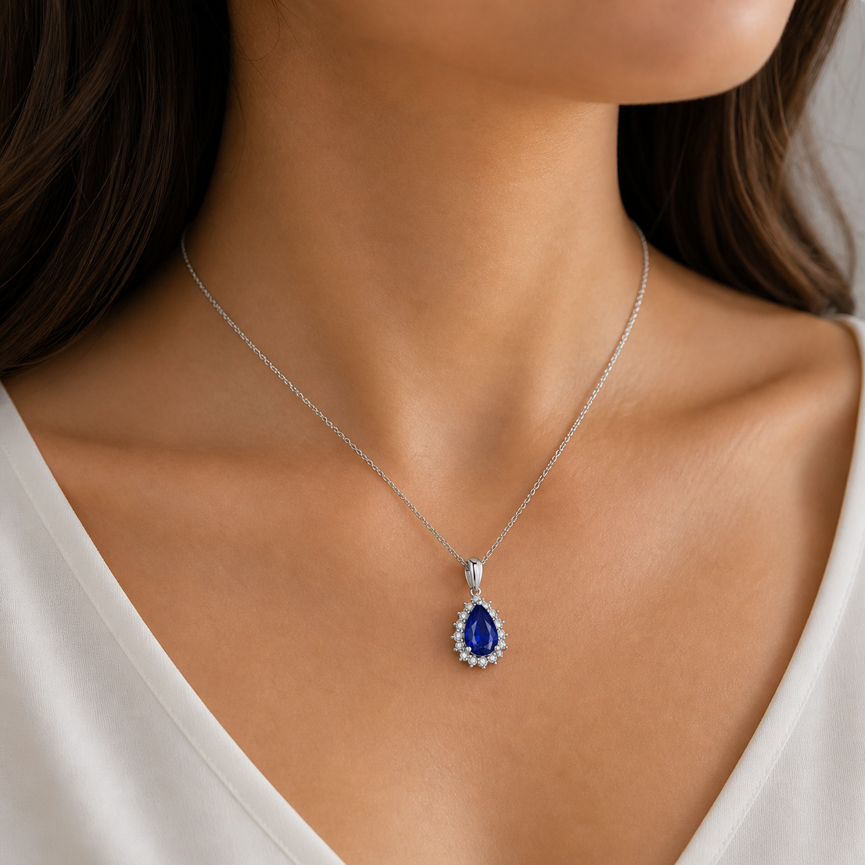 Tanzanite & Diamond Halo Necklace