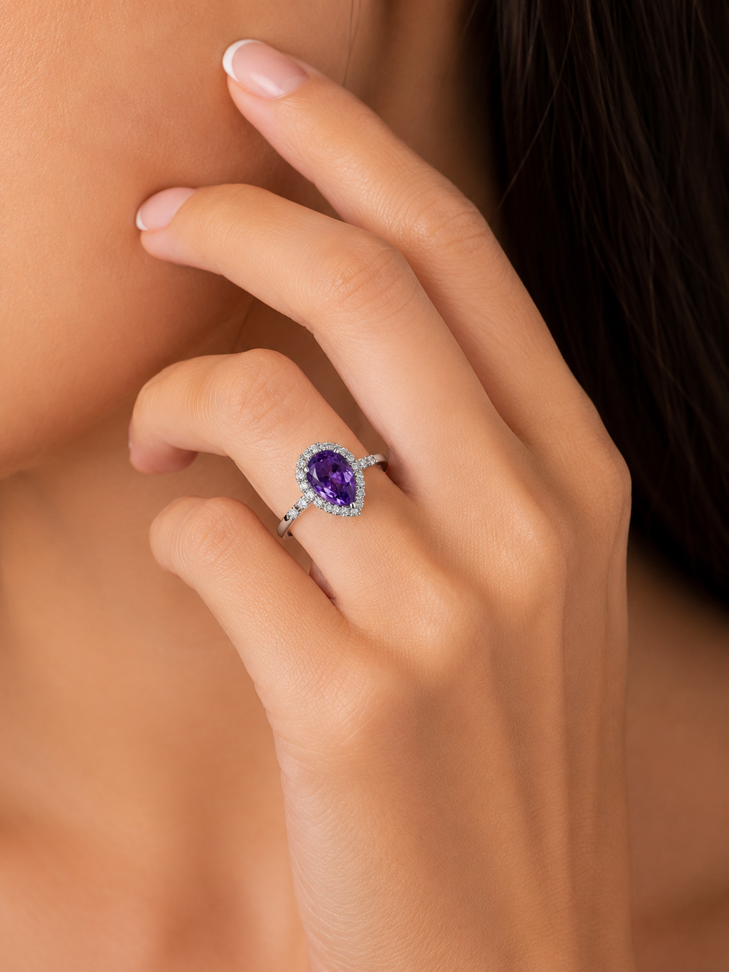 Vintage Amethyst & Diamond Halo Ring