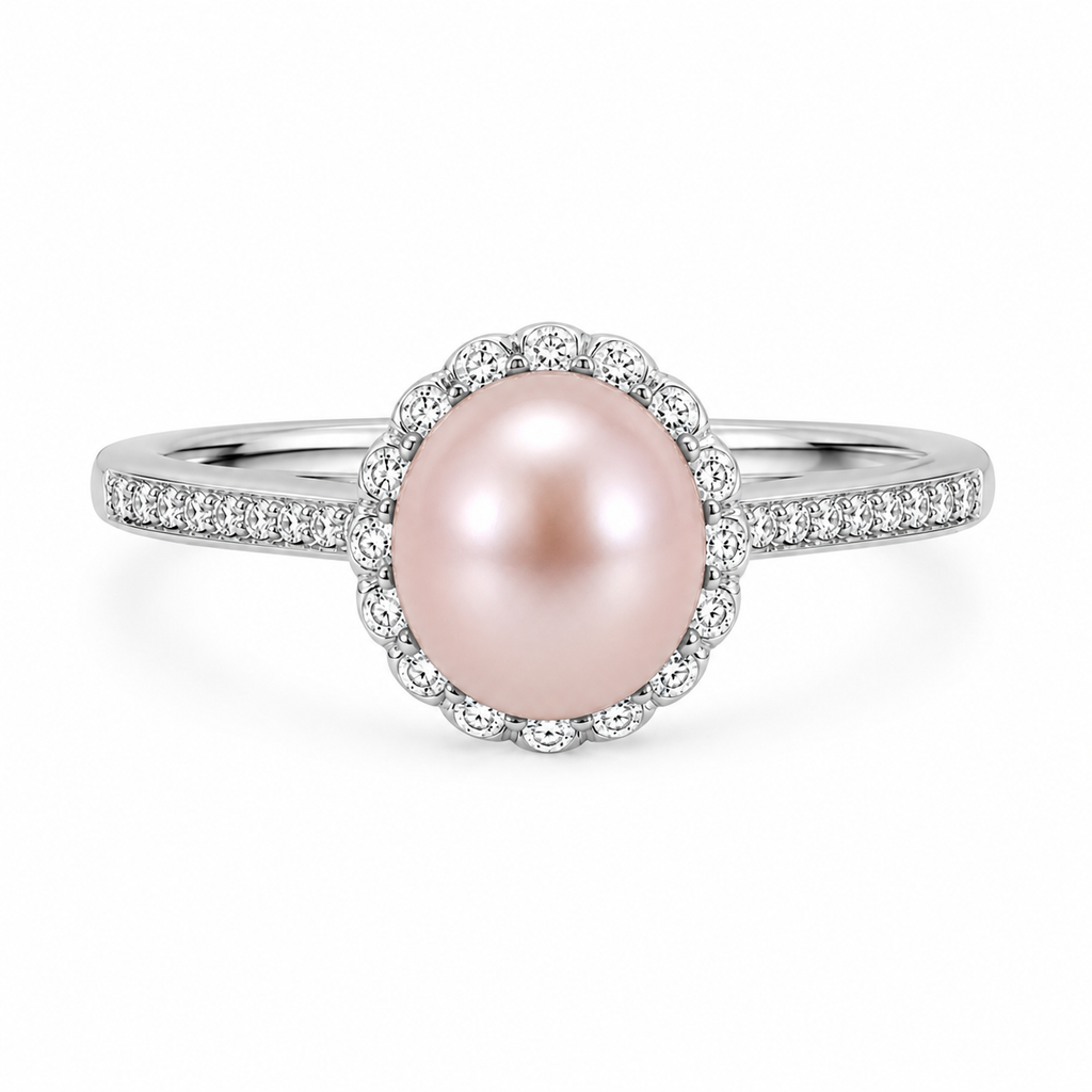 Pink Pearl Halo Ring