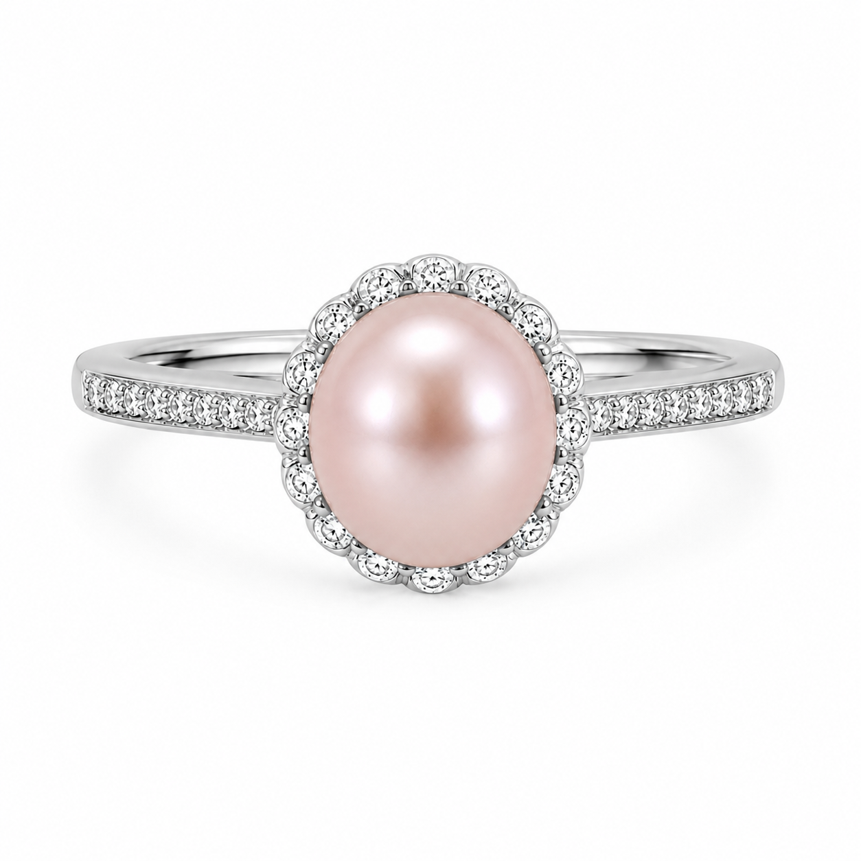 Pink Pearl Halo Ring