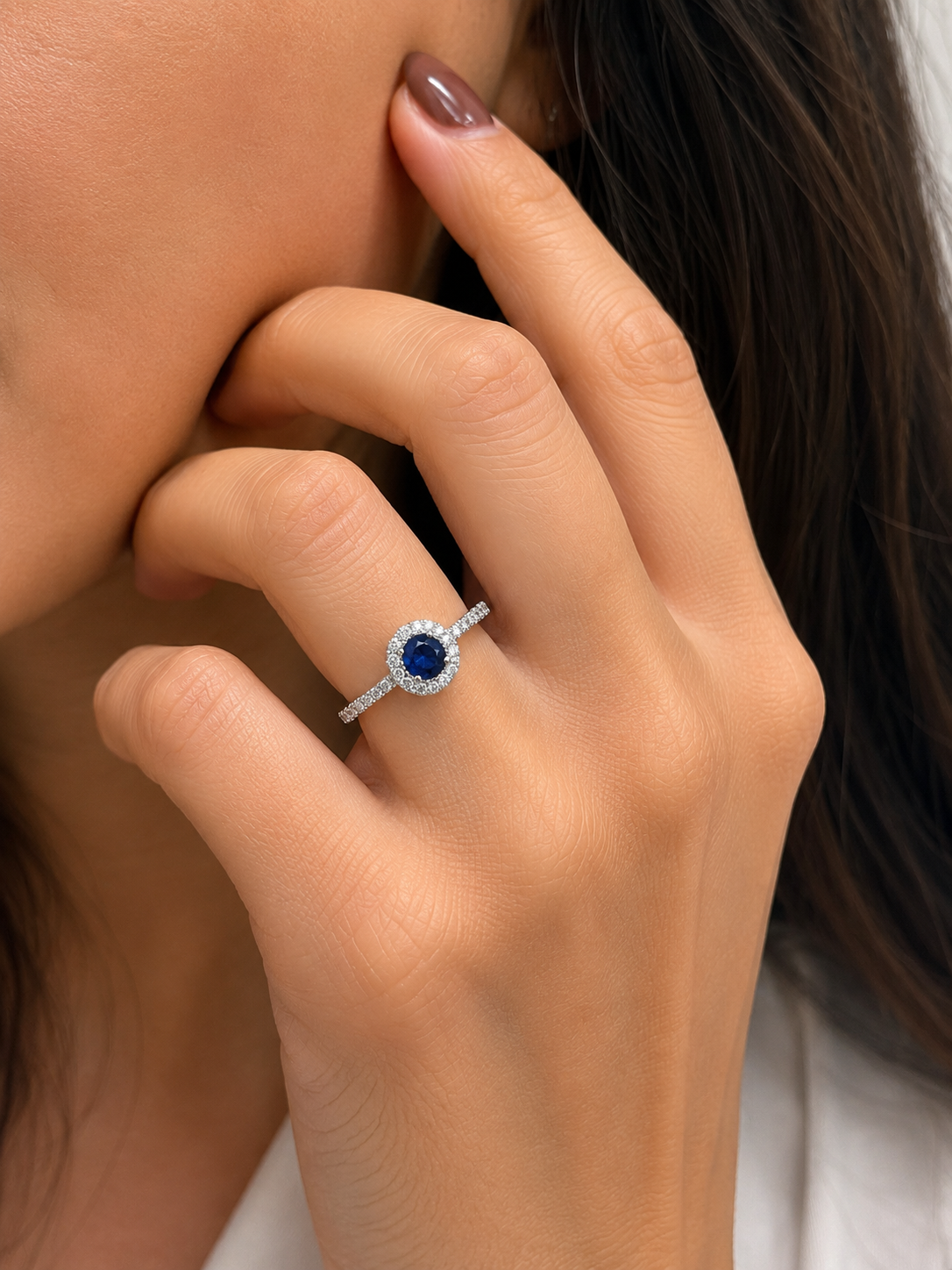 Sapphire & Diamond Halo Ring