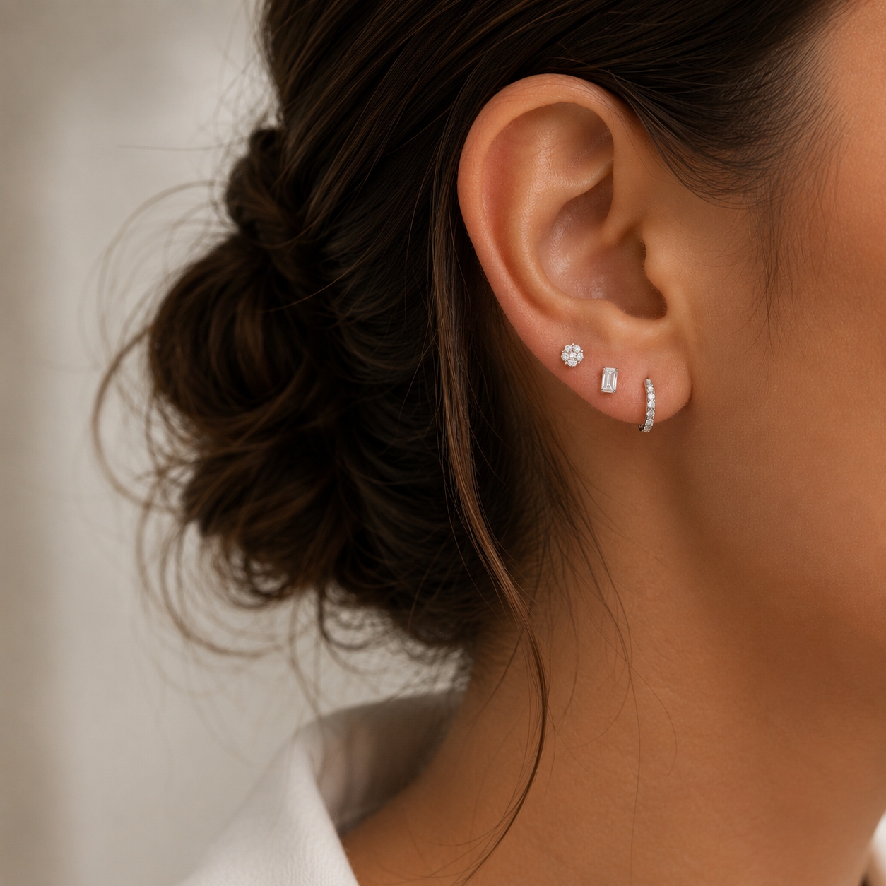 Floral Diamond Stud Earrings