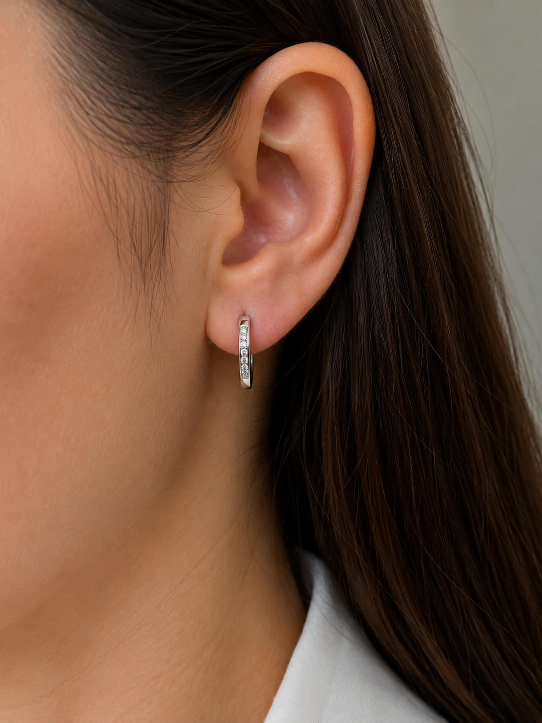 Diamond U-Hoop Earrings