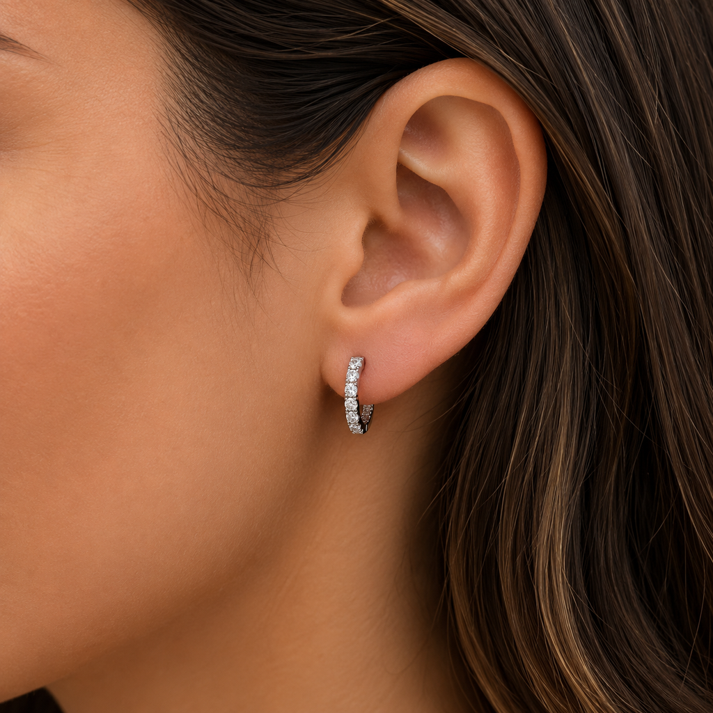 14 MM Diamond Huggie Earrings