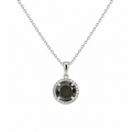 Diamond & Hematite Halo Pendant Necklace